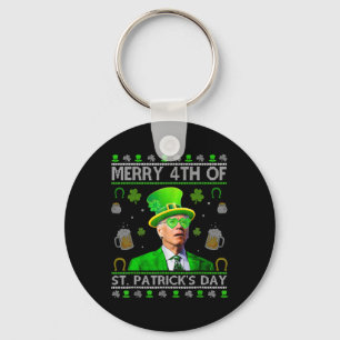 Funny Merry 4th Of St. Patricks Day Joe Biden Hear Key Ring