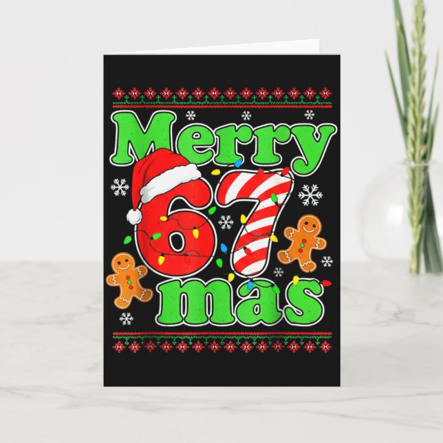 Funny Merry 67 Mas Christmas Holiday Women Kids Xm Card (Front)