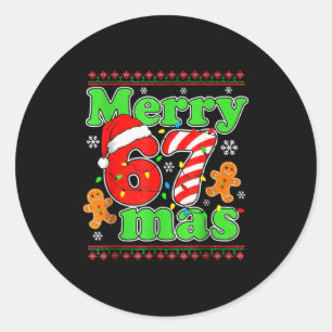 Funny Merry 67 Mas Christmas Holiday Women Kids Xm Classic Round Sticker