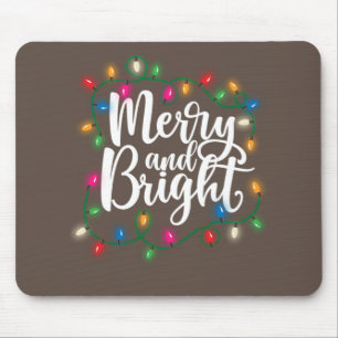 Funny Merry and Bright Christmas Lights Xmas Holid Mouse Mat