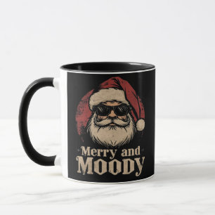 Funny "Merry and Moody" Santa Claus Christmas Mug