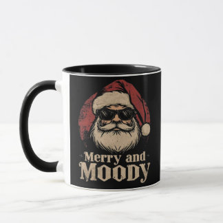 Funny "Merry and Moody" Santa Claus Christmas Mug