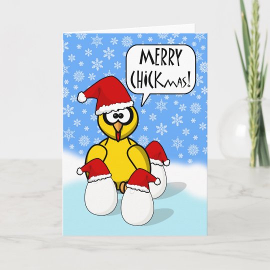 Funny Merry Chickmas, Christmas Chicken Holiday Card Zazzle.co.uk
