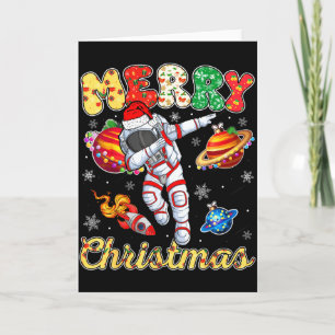 Funny Merry Christmas Astronaut Dabbing Space Snow Card