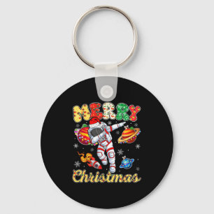 Funny Merry Christmas Astronaut Dabbing Space Snow Key Ring