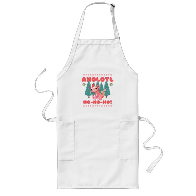 Funny Merry Christmas Axolotl Ho-Ho-Ho! Long Apron (Front)