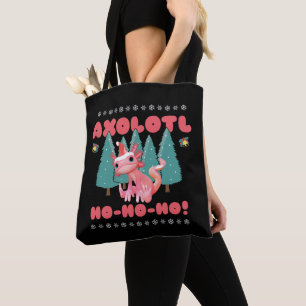 Funny Merry Christmas Axolotl Ho-Ho-Ho! Tote Bag
