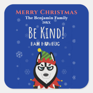 Funny Merry Christmas Bah Humbug Holiday Square Sticker