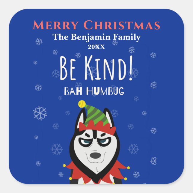 Funny Merry Christmas Bah Humbug Holiday Square Sticker (Front)