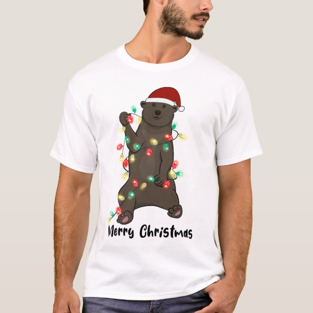 Funny Merry Christmas Bear T-Shirt (Front)
