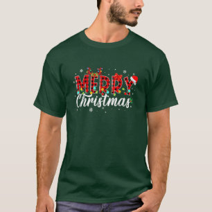 Funny Merry Christmas Buffalo Plaid Red Santa T-Shirt