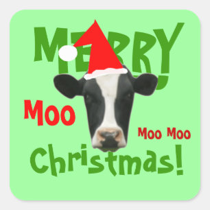 Funny Merry Christmas Cow Stickers