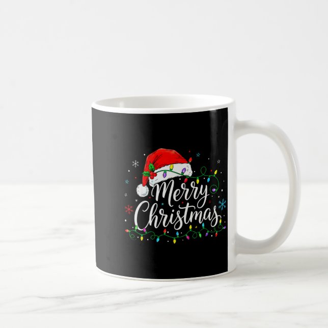 Funny Merry Christmas Cute Santa Hat Xmas Matching Coffee Mug (Right)