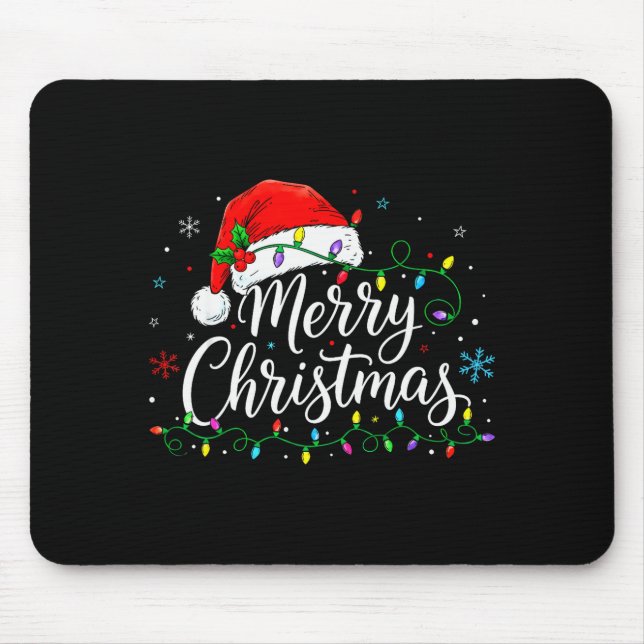 Funny Merry Christmas Cute Santa Hat Xmas Matching Mouse Mat (Front)