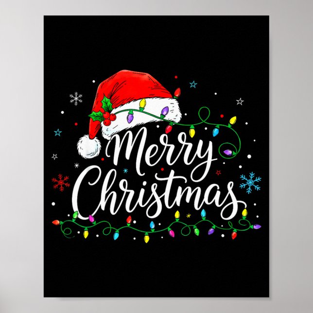 Funny Merry Christmas Cute Santa Hat Xmas Matching Poster (Front)