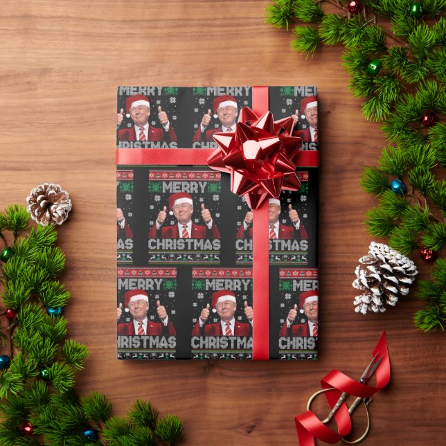 Funny Merry Christmas Donald Trump Santa Xmas  Wrapping Paper (Holiday Gift)