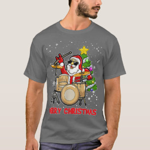 Funny Merry Christmas Drum And Santa Drummer Lover T-Shirt
