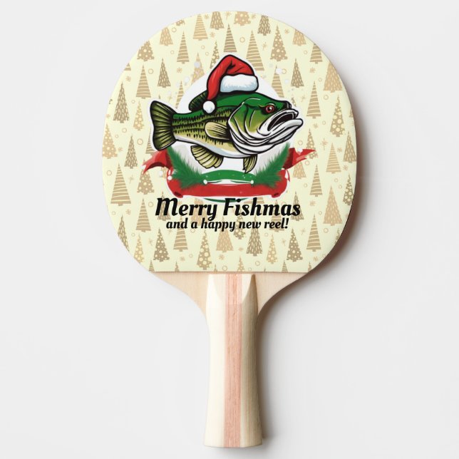 Funny Merry Christmas Fishmas Fishing Santa Fish Ping Pong Paddle (Front)