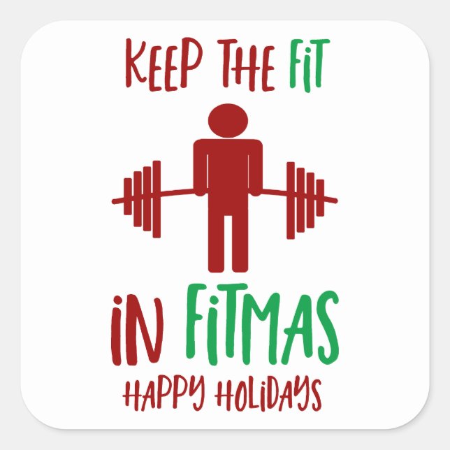 Funny Merry Christmas Fitmas Pun Trainer Square Sticker (Front)