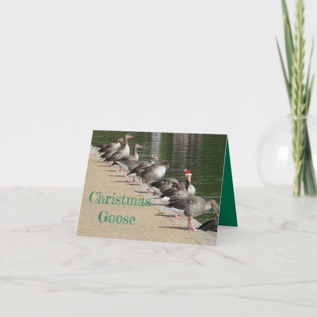 Funny Merry Christmas Goose Greeting Card (Front)