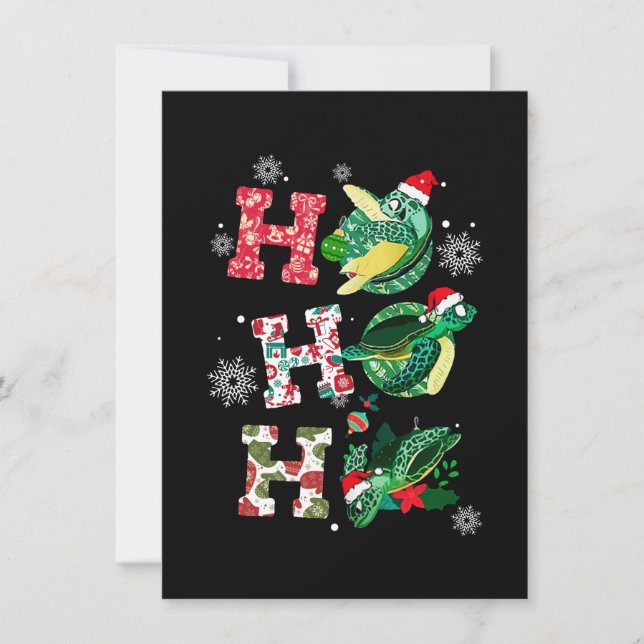 Funny Merry Christmas HO HO HO Turtle Santa Invitation (Front)