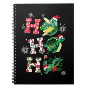 Funny Merry Christmas HO HO HO Turtle Santa Notebook