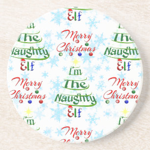 Funny Merry Christmas Holiday Naughty Elf Coaster
