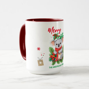 Funny merry christmas Koala Santa red and green Sc Mug