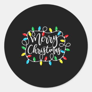 Funny Merry Christmas Lights Xmas Family Men Women Classic Round Sticker