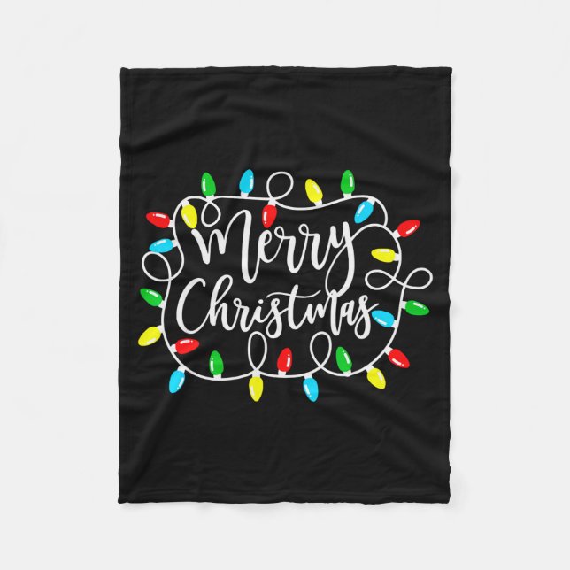 Funny Merry Christmas Lights Xmas Family Men Women Fleece Blanket (Front)