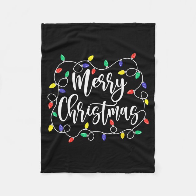 Funny Merry Christmas Lights Xmas Family Men Women Fleece Blanket (Front)