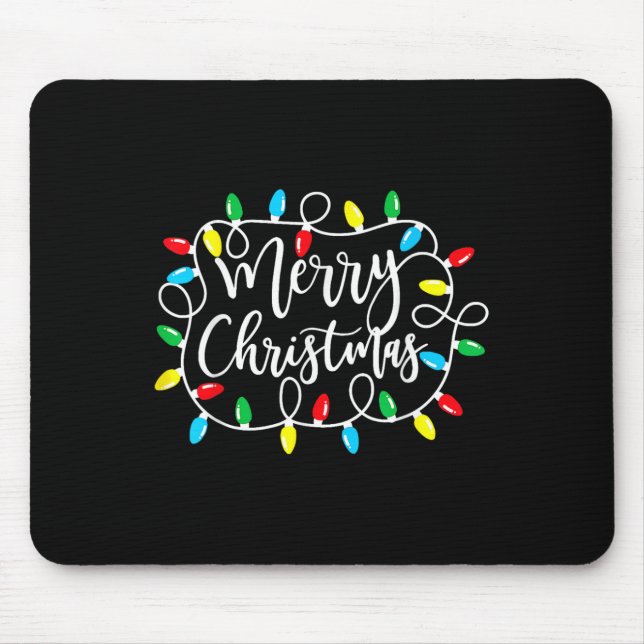 Funny Merry Christmas Lights Xmas Family Men Women Mouse Mat (Front)