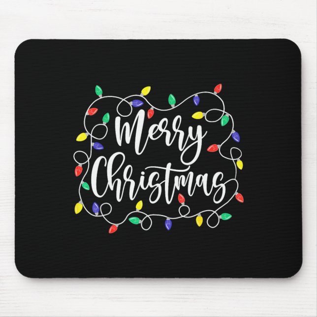 Funny Merry Christmas Lights Xmas Family Men Women Mouse Mat (Front)