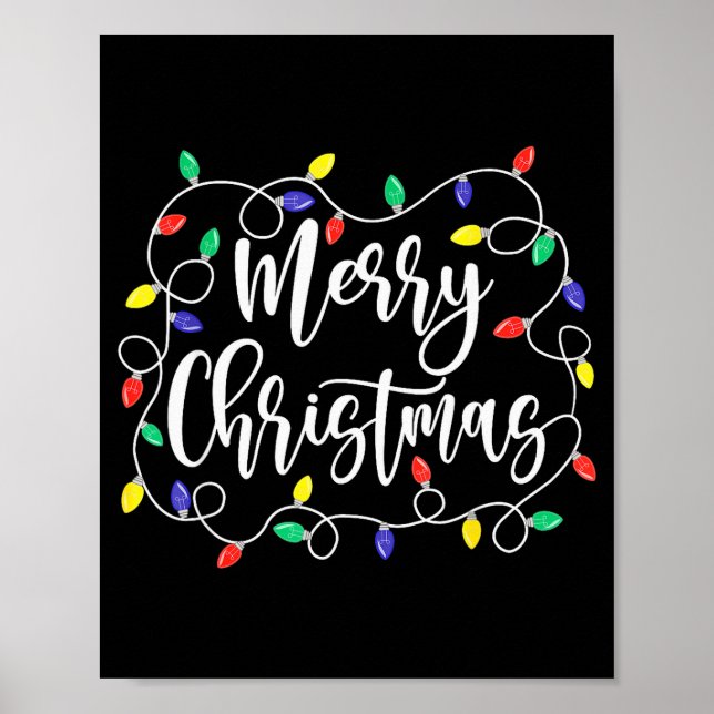 Funny Merry Christmas Lights Xmas Family Men Women Poster (Front)