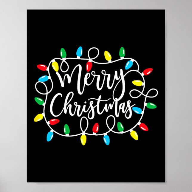 Funny Merry Christmas Lights Xmas Family Men Women Poster (Front)