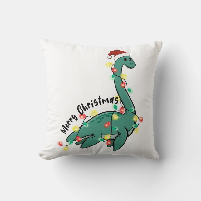 Funny Merry Christmas Lochness Monster Cushion (Front)