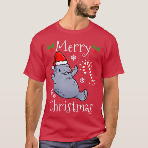 Funny Merry Christmas Manatee Candy Cane724 T-Shirt
