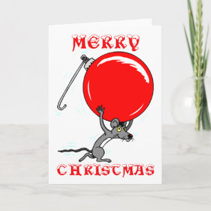Funny Merry Christmas Mouse Cartoon Holiday Card