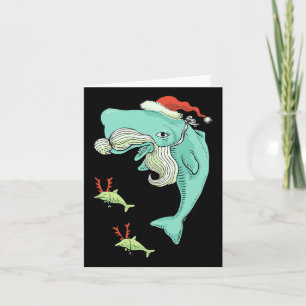 Funny Merry Christmas Ocean Whale Santa Claus Card
