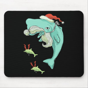 Funny Merry Christmas Ocean Whale Santa Claus Mouse Mat