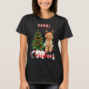 Funny Merry Christmas Poodle Mum Dog Wreath Lover T-Shirt