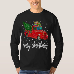 Funny Merry Christmas Red Truck Tree T-Shirt