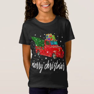 Funny Merry Christmas Red Truck Tree T-Shirt