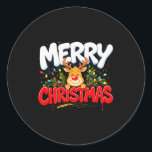 Funny Merry Christmas Reindeer Xmas Family Men &am Classic Round Sticker<br><div class="desc">Funny Merry Christmas Reindeer Xmas Family Men & Women</div>