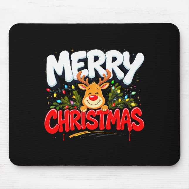 Funny Merry Christmas Reindeer Xmas Family Men &am Mouse Mat (Front)