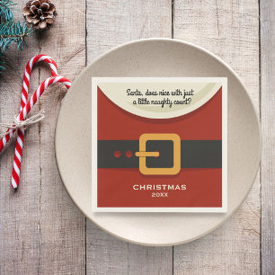 Funny Merry Christmas Santa Claus Naughty & Nice Napkin