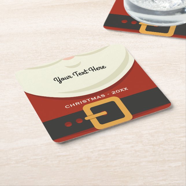 Funny Merry Christmas Santa Claus Suit Custom Square Paper Coaster (Angled)