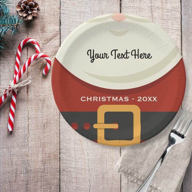 Funny Merry Christmas Santa Claus Suit Holiday Paper Plate (Creator Uploaded)