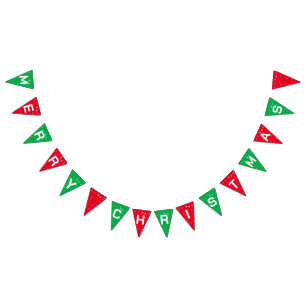 Funny merry Christmas Snow red and green Holiday Bunting