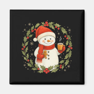 Funny Merry Christmas Snowman Coffee Gingerbread W Magnet